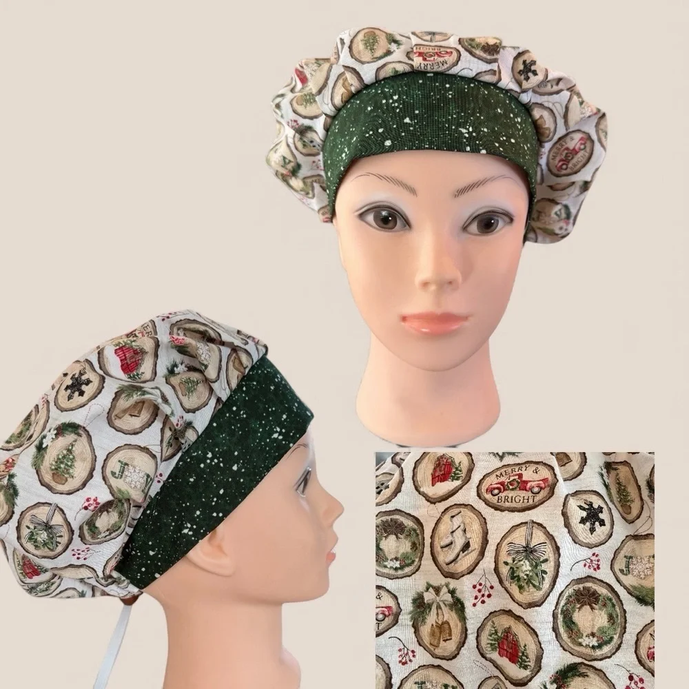 Scrub Cap with Holiday Print.